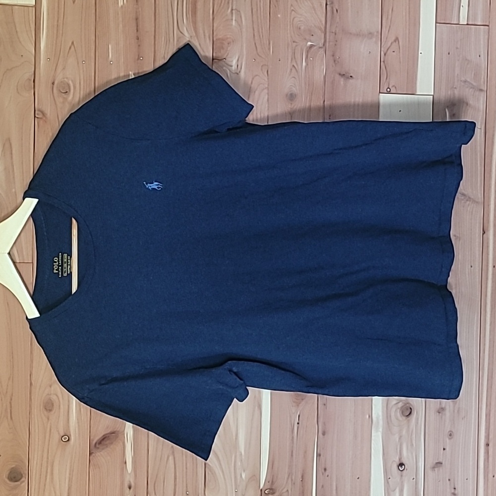 Polo T-Shirt, Size XL, Heather Navy, Cotton